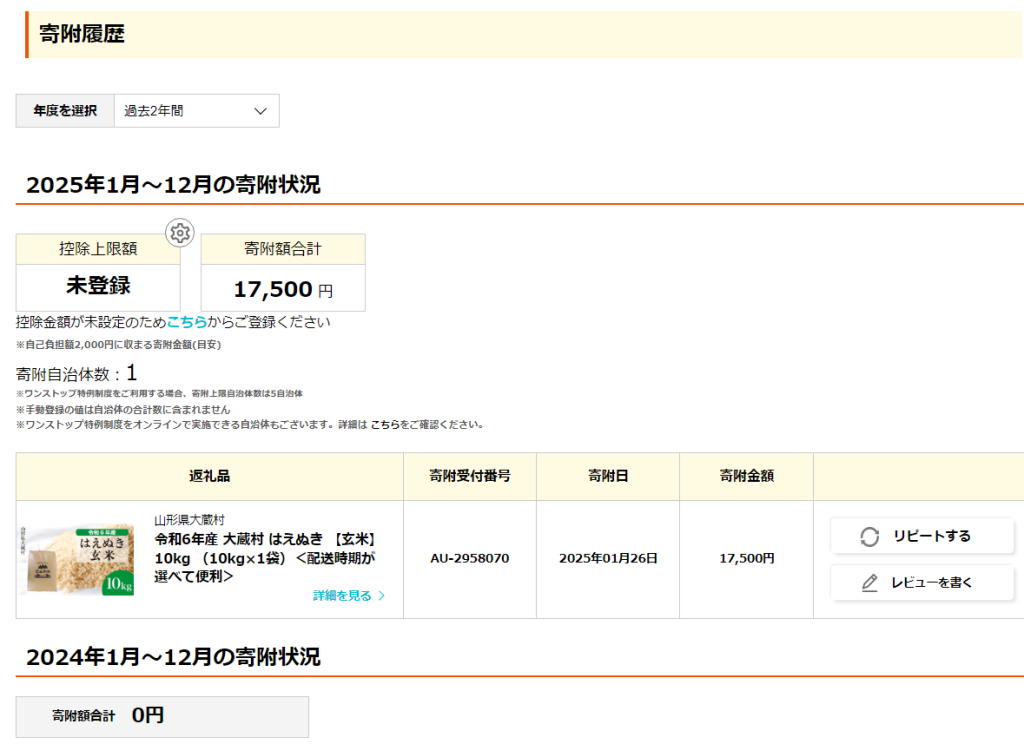 寄付金年間限度額